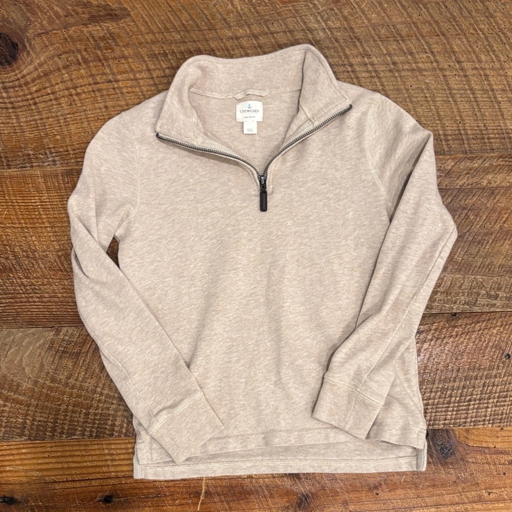 J crew Crewcuts Boys Light Tan Quarter-Zip Pullover